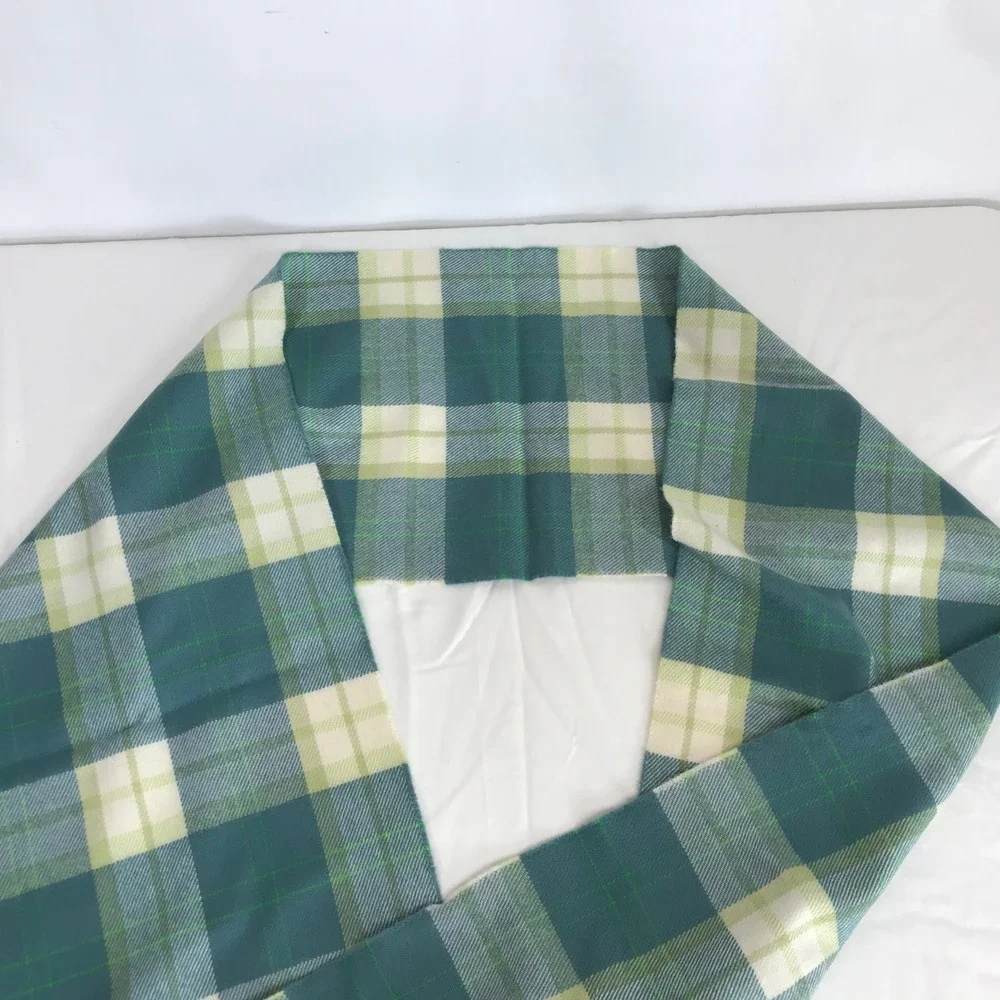 Avoca The‎ Mill Ireland Scarf 100% Pure New Wool Green Teal Plaid Fringed NWT